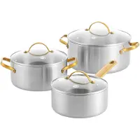 Greenpan Padova Reserve Batterie de Cuisine Acier Inoxydable 3 Couches 6 Pièces
