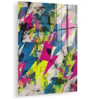 MuchoWow Glasschilderij 120x160 cm - Schilderij acrylglas - Bliksemschichten - Patroon - Marmer - Kleuren - Foto op glas - Muurdecoratie woonkamer - Wanddecoratie slaapkamer - Schilderijen