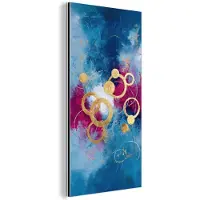MuchoWow Aluminium schilderij 20x40 cm - Wanddecoratie metaal - Cirkels - Goud - Abstract - Metalen muurdecoratie woonkamer - Decoratie industrieel - Foto op dibond - Industriële accessoires slaapkamer