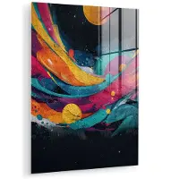 MuchoWow Glasschilderij 120x160 cm - Schilderij acrylglas - Banen - Golven - Kleurrijk - Abstract - Foto op glas - Muurdecoratie woonkamer - Wanddecoratie slaapkamer - Schilderijen
