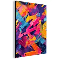 MuchoWow Aluminium schilderij 120x160 cm - Wanddecoratie metaal - Abstract - Vormen - Kleurrijk - Metalen muurdecoratie woonkamer - Decoratie industrieel - Foto op dibond - Industriële accessoires slaapkamer