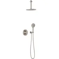 May Thermostatische Inbouw Doucheset - Plafondbuis - 3-standen Handdouche - Wandhouder - Geborsteld Nickel PVD - Messing - Kranen, Douchekranen, - Kranen, Douchekranen, Douchesets, Inbouw douchesets