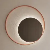Gliss Design Spiegel kosmos koper rose rond met frame en indirecte led verlichting 90 cm