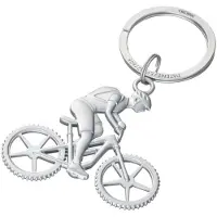 Troika Sleutelhanger "MOUNTAIN BIKE" Sleutelhanger, fietser, snel & eenvoudig bevestigen van sleutels dankzij gepatenteerd openingsmechanisme (NAIL GUARD), metalen gietwerk, mat, zilverkleurig