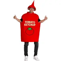 Partychimp Ketchup Fles Verkleedpak Tomaten Kostuum Unisex Kostuum Carnavalskleding Carnaval kostuum verkleedkleding Volwassenen - Polyester - Rood - Unisex - One size