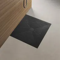 Mueller PureStone douchebak 90x90x3cm mat zwart composiet inkortbaar