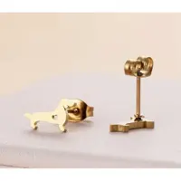 Vibe - Gouden oorbellen dames - teckel hond - schattige stuks - cadeau voor dierenvriend - - juweel - geschenk - klein