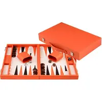 Longfield Backgammon 15" oranje in kunstlederen koffer -