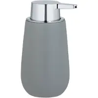 Wenko Zeepdispenser Badi grijs mat keramiek 320ml - Zeeppompje vrijstaand en navulbaar - Badkamer/toilet/keuken