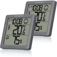 Bresser Weerstation Thermo- en Hygrometer - Set van 2 - Grijs - Voor Meting Binnenklimaat