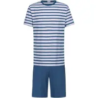 Mey Pyjama kort 'Sky Stripes' lichtblauw / donkerblauw / pink