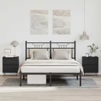 vidaXL Bedkast Zwart Eiken 40 x 35 x 50 cm Bewerkt hout