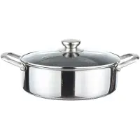 Cheffinger , Sauteerpan 28 cm met honingraatcoating, deksel en roestvrijstalen handgrepen, Zilveren