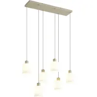 QAZQA Scandinavische hanglamp beige met wit glas 6-lichts - Wisp