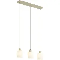 QAZQA Scandinavische hanglamp beige met wit glas 3-lichts - Wisp