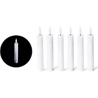 Novaliv Witte LED-kaars met timerfunctie, set van 6 - LED-kaars met bewegende vlamtimer - 12,5 cm hoog voor 2,2 cm diameter / 2 AAA-batterijen vereist - LED-kaarsen van echte was