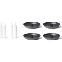 Novaliv 4x kaarsenhouders ZWART 13cm met LED-kaarsen premium echte wax flikkerend effect Kerstmis Kersttafeldecoratie Adventskrans tafelkaarsenhouder vintage