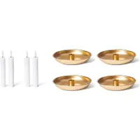 Novaliv Kandelaar kaarsen set van 4 goud 15 cm met LED kaarsen vlamloze echte waskaarsen premium Adventskrans kaarsenbord kaarsenhouder kerstdecoratie schaal tafeldecoratie moderne woonkamer