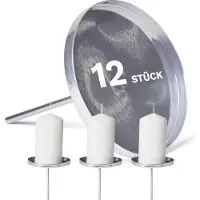 Novaliv 12x kaarsenpin plat zonder doorn 9cm zilveren ronde kaarsenpin kerstkrans kaarsenhouder adventskrans decoratie kaarsenstoker kaarsenmondstuk metaal rond adventskrans adventskaarshouder kaarsenplaat