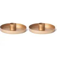 Novaliv Set van 2 kaarsenhouders 14 cm metaal ronde tafelkaarsen goud mat kaarsenhouder Adventskrans kerstdecoratie kaarsenhouder kaarsenstoker kaarsenbord decoratieve schaal kerst scandinavisch chic