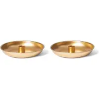 Novaliv Set van 2 kaarsenhouders 13 cm metaal ronde tafelkaarsen mat goud kaarsenstok kaarsenbord decoratieve schaal kerst scandinavisch chique kaarsenhouder adventskrans kerstdecoratie kaarsenhouder