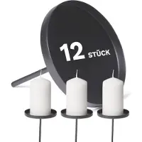 Novaliv 12x kaarsenprikker plat, 8 cm ZWARTE kaarsenhouder voor adventskrans kaarsspeld kerstkrans