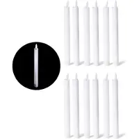 Novaliv LED-staafkaarsen met timerfunctie, set van 12 - witte staafkaarsen met bewegende LED-vlam en timer - 22 cm hoog bij 2,2 cm diameter / 1 x AA-batterij vereist - True Glow LED-kaarsen staafkaarsen