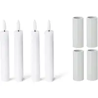 Novaliv 4x magnetische kaarsenhouders 2,8x7,5cm witte kaarsenhouder met stokje LED premium echte wax kaars flikkerende vlam kersttafeldecoratie adventskrans woonkamerdecoratie