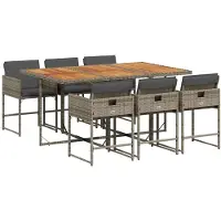 vidaXL 7-delige Tuinset met kussens poly rattan grijs