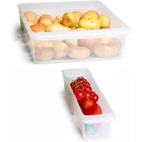 Novaliv Koelkastset van 2 organizers Koelkast Klein + Groot BPA-vrij Keukenorganisatie Keukenorganizer Koelkastorganizer Voedselveilige flessenorganizer Opbergvak Koelkastvak