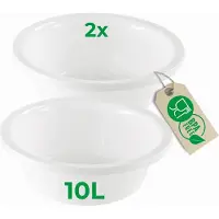 Novaliv 2x Afwaskom Rond 10L, D40 cm, Wit, BPA-vrij Vaatwasmachinebestendig Ideaal voor Keuken en Camping, Ronde Kom, Grote Plastic Kom, Afwaskom, Plastic Kom, Deegkom