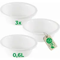 Novaliv 3x Afwaskommen Rond 0,6L, D16 cm, Wit, BPA-vrij, Vaatwasserbestendig, Ideaal voor keuken en camping, kleine ronde kom, kleine plastic kom, kleine waskom, plastic kom