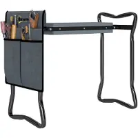 Outsunny Tuin Kniebank-Staal, schuim-58L x 28B x 49H cm-Grijs