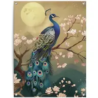 Reinders Tuinposter Pauw onder de Maan - 80 x 60 - Canvas -