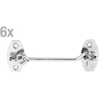 Alberts 857332 stormhaak | met hoekplaat of ogen op plaat | galvanisch verzinkt, gechromateerd | lengte 100 mm | haak-Ø 5,2 mm | Set van 6