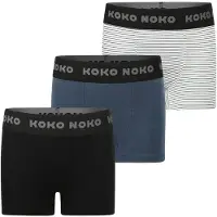 Koko Noko boxershort - donkerblauw/zwart/wit (set van 3) Jongens Katoen - maat 134/140