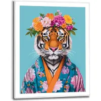 Reinders Schilderij Flower Tiger - 50 x 40 - Hout -