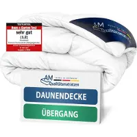 AM Qualitätsmatratzen - 100% dons - Hoogwaardig donsdekbed 200x200 cm voor in de lente/herfst - Overgangsdekbed 200 x 200 - Warm donsdekbed voor in de lente en herfst - Inlegwerk van katoen