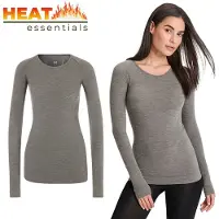 Heat Essentials Thermoshirt Dames- Merinowol - Grijs - L - Thermokleding Dames- Thermo Ondergoed Dames