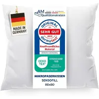 AM Qualitätsmatratzen DormiGood Premium microvezel kussen 80x80 - Made in Germany - Anti-allergeen kussen met hoogwaardige Sensofill-vulling - OEKO TEX-gecertificeerd Pillow met kussensloop van 100% katoen