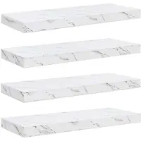 vidaXL Wandplank Muurmontage 4 st Wit Marmer 60 x 23,5 x 3,8 cm