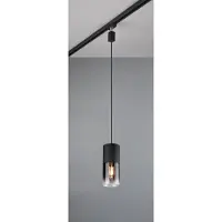 TRIO Robin hanglamp voor DUOline, zwart/rookgrijs Robin, dimbaar, zwart, Woon-/ Eetkamer, metaal, Modern, railverlichting