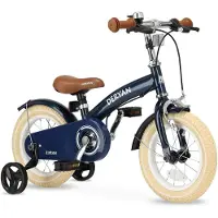 Deryan Luxe Kinderfiets 12 inch - 3 in 1 - loopfiets Blauw