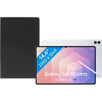 Samsung Galaxy Tab S11 Ultra 14,6 inch 512GB Wifi Zilver + BlueBuilt Book Case Zwart