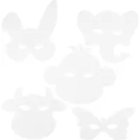 Packlinq Dierenmaskers, H: 13-24 cm, B: 20-28 cm, 230 gr, wit, 16 stuk/ 1 doos