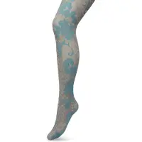 Bonnie Doon Grafische Panty 60 Denier Grijs/Blauw Dames maat S/M - Grafische Print - Gladde Naden - Maximaal Draagcomfort - Ornament Tights - Chique Panty - Feestelijk - Grey - BP221909.235