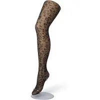 Bonnie Doon Dames Panterprint Panty 20 Denier Zwart maat S/M - Chique Panty - Leopard Dessin - Brede Boord - Comfort - Panter Print - Dieren Print - Panther Tights - Feestelijk - Black - BP201909.101