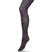 Bonnie Doon Grafische Panty 60 Denier Zwart Dames maat S/M - Grafische Print - Gladde Naden - Maximaal Draagcomfort - Ornament Tights - Chique Panty - Feestelijk - Black - BP221909.101