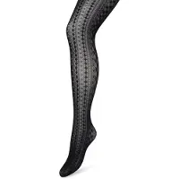 Bonnie Doon Grafische Panty 40 Denier Zwart Dames maat S/M - Grafisch - Print - Gladde Naden - Maximaal Draagcomfort - Chique Panty - Feestelijk - Geometrie Tights - Black - BP221902.101