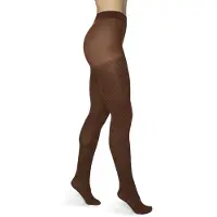 Bonnie Doon Grafische Panty 50 Denier Bruin Dames maat 42/44 XL - Grafisch - Ruiten Print - Gladde Naden - Maximaal Draagcomfort - Chique Panty - Feestelijk - Fencing Tights - Mocha - BP051980.286